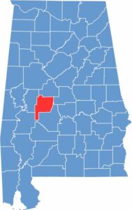 Perry County location map showing its position in Alabama.