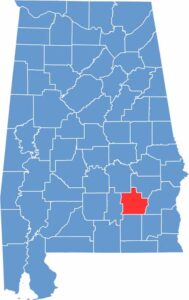 Pike County location map showing its position in Alabama.