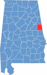 Randolph County location map showing its position in Alabama.