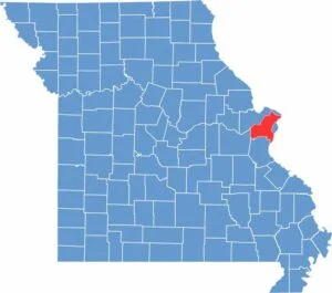 Saint Louis County location map in Missouri.