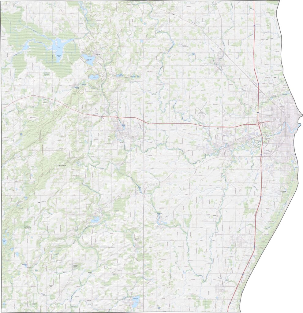 Sheboygan County road map in Wisconsin