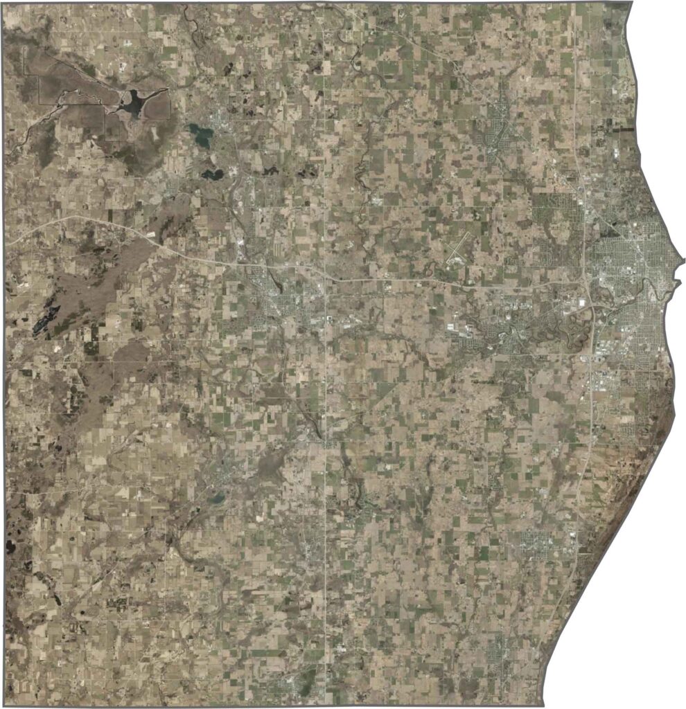 Sheboygan County satellite map in Wisconsin