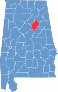 St. Clair County location map showing its position in Alabama.