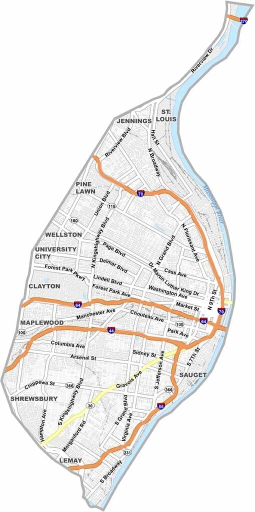 St Louis Independent City Map Missouri