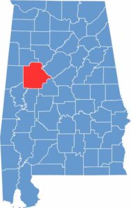 Tuscaloosa County location map in Alabama.