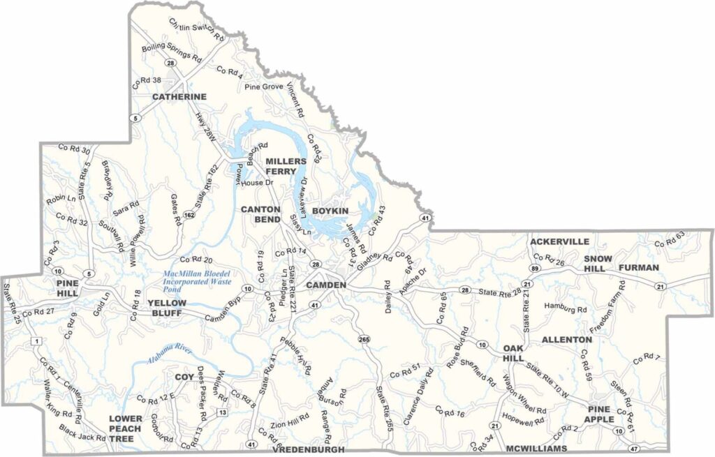 Wilcox County Map Alabama