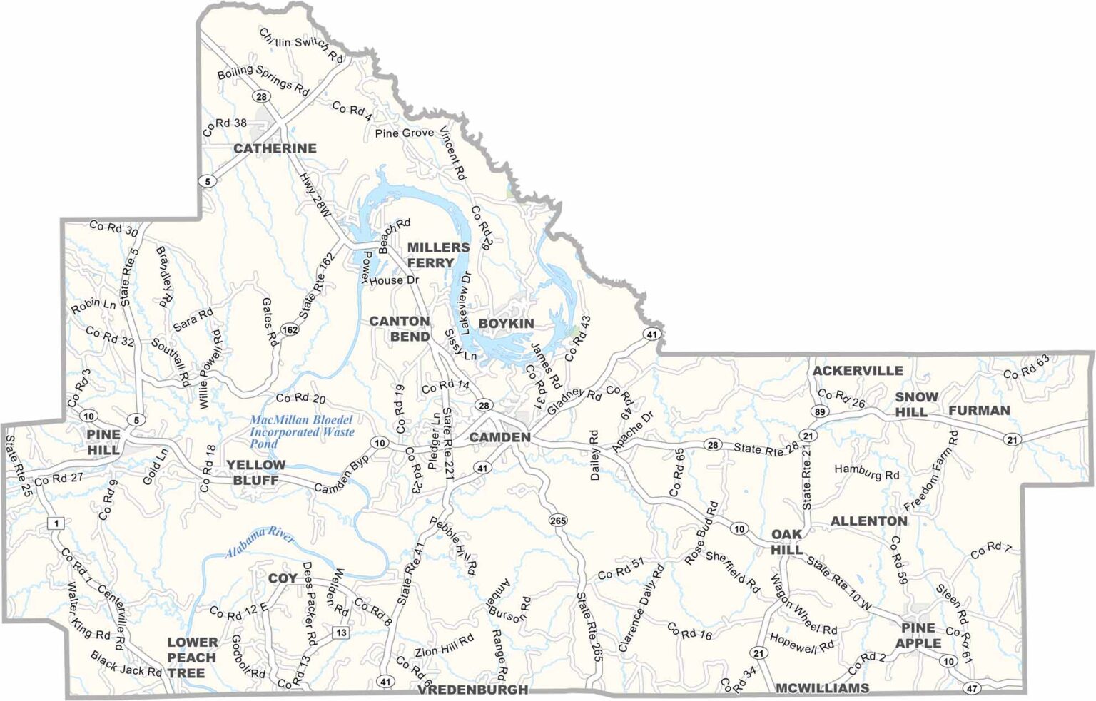 Wilcox County Map Alabama