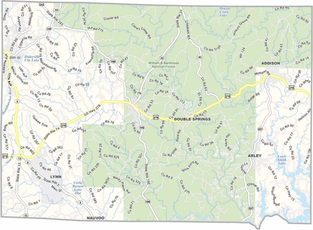 Winston County Map Alabama